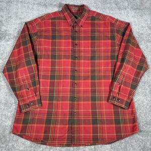 Vintage‎ Orvis Shirt Men's XL Red Plaid Long Sleeve Button Up Hong Kong